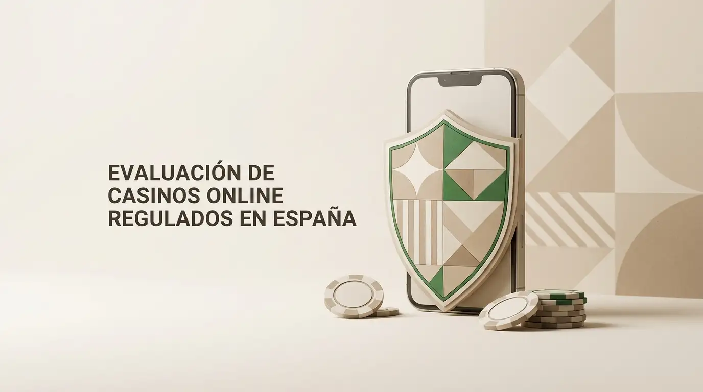 Ilustración editorial sobre cómo evaluar un casino online regulado en España